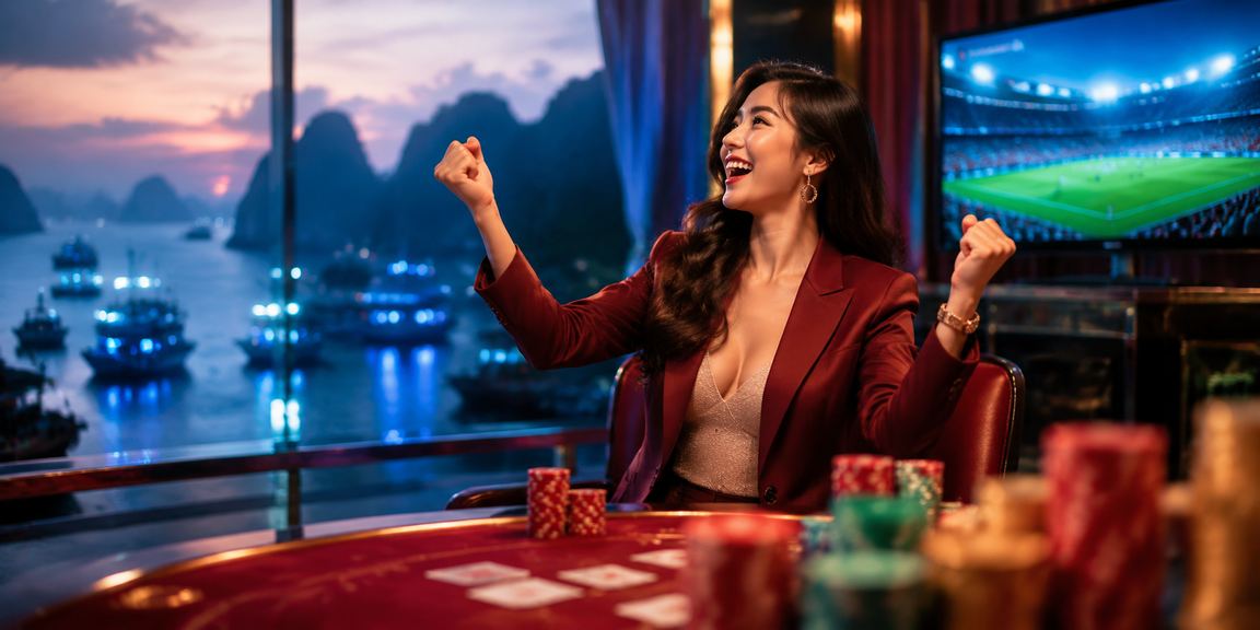 Người chơi baccarat trong không gian sang trọng nhìn ra vịnh Hạ Long