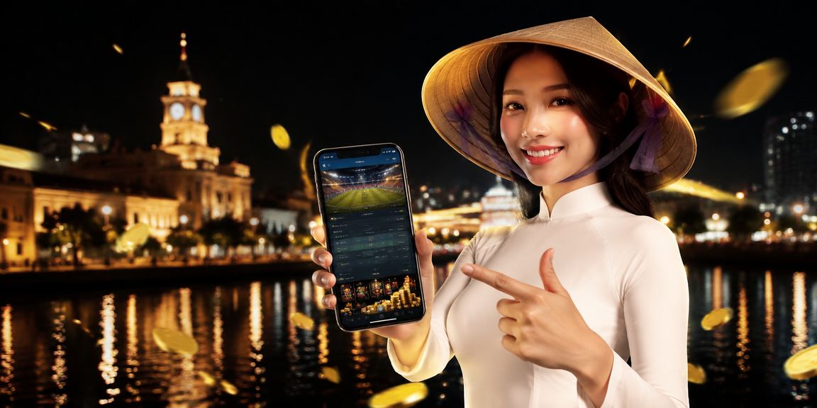 Người dùng chơi casino trên điện thoại di động tại TP. Hồ Chí Minh với nón lá