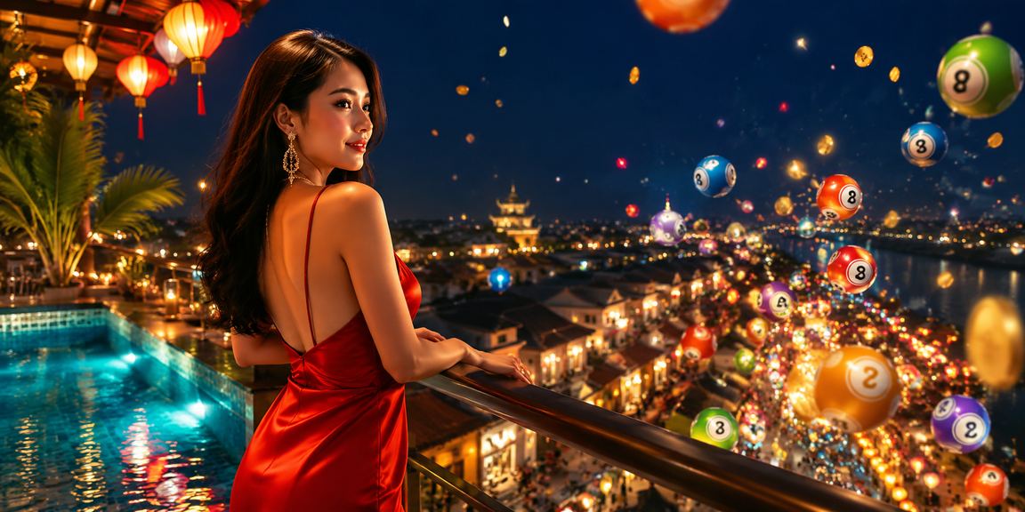 Không khí mua vé xổ số tại chợ đêm Huế, đèn lồng lung linh và người đông vui