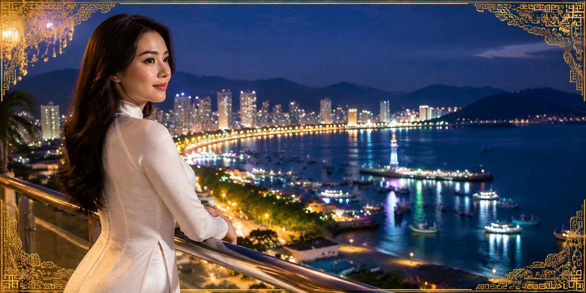 Người phụ nữ mặc áo dài tham gia cá cược casino bên bờ biển Nha Trang