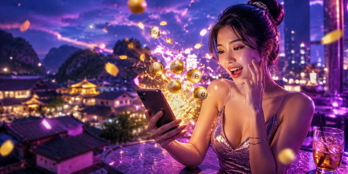Không gian mua vé xổ số lung linh đèn neon tại Ninh Bình về đêm